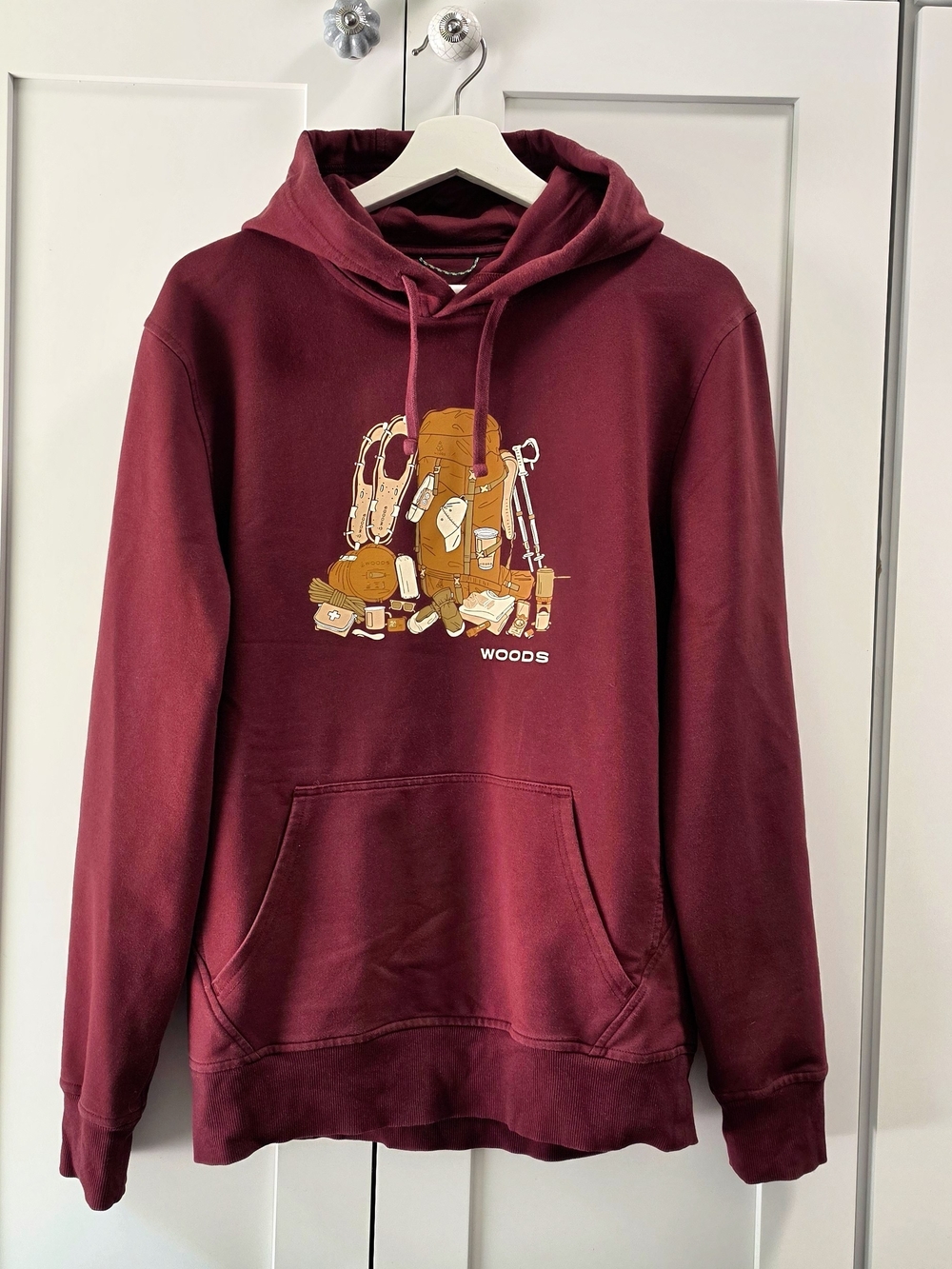 Woods Men's Lawson "Pack Your Pack" Graphic Hoodie - Maroon/Burgundy - Medium